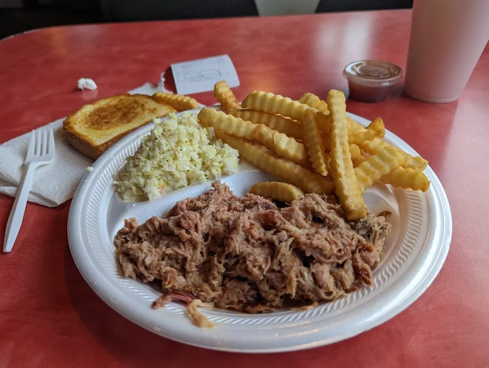 Barbecue French Fries and Coleslaw and You Have to Have Iced Tea